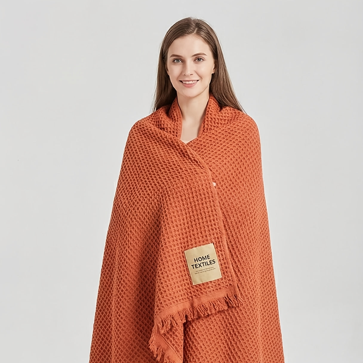 100% Cotton Waffle Towel With Tassels And Quick Dry