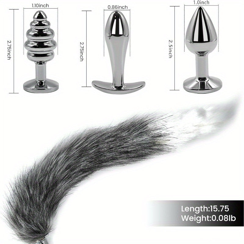 Dura Tail Anal Plug With 3 Interchangeable Metal Inserts