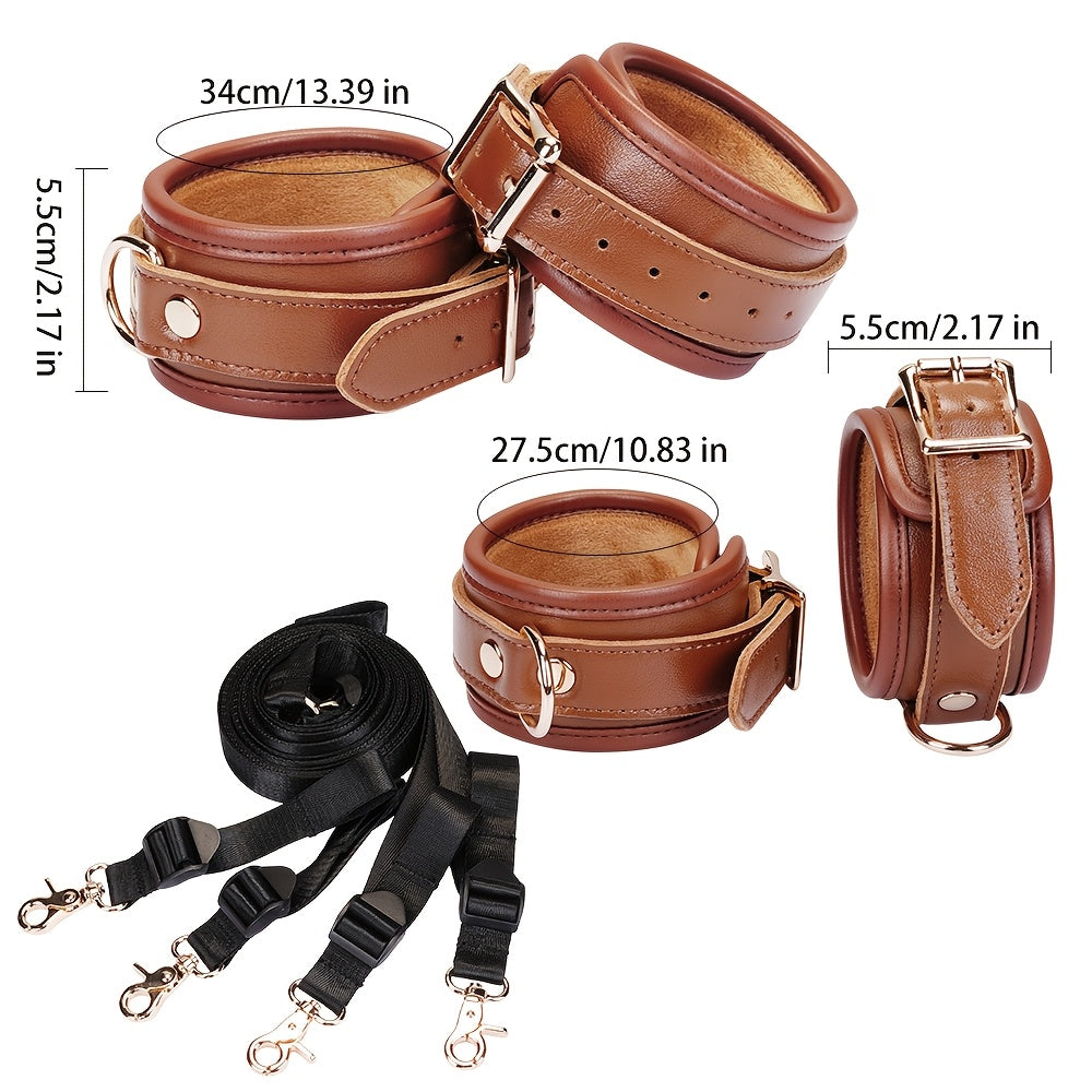 Premium Props Leather 9pc Bondage Kit Set For Couples BDSM