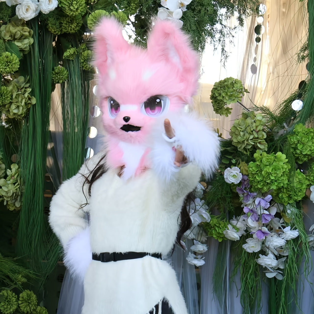 Furry Cat Head Mask Fursuit For Halloween Cosplay Costume Prop