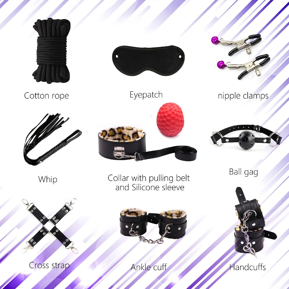 Leather Bondage Kit Restraints Set For Couples BDSM Toys