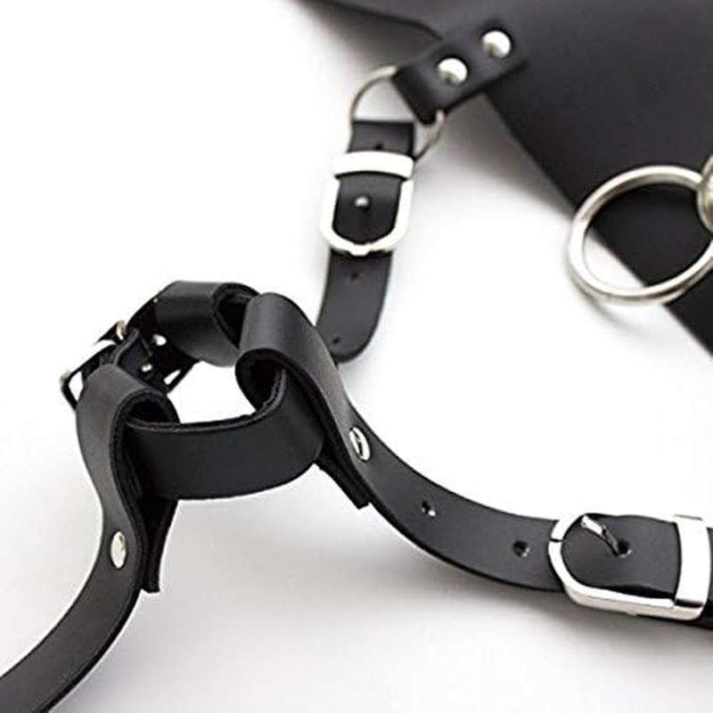 Leather Constrained Strap for Electric Waistband Harness - Fixed Tie Belt Holder with Color and Material Options (Wand Or Vibrator Not Included)