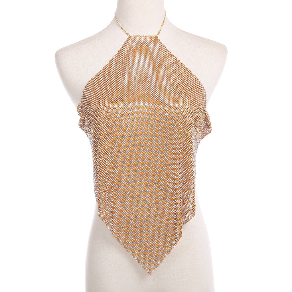 Elegant Diamond Chest Ornament Necklace And Body Chain Set