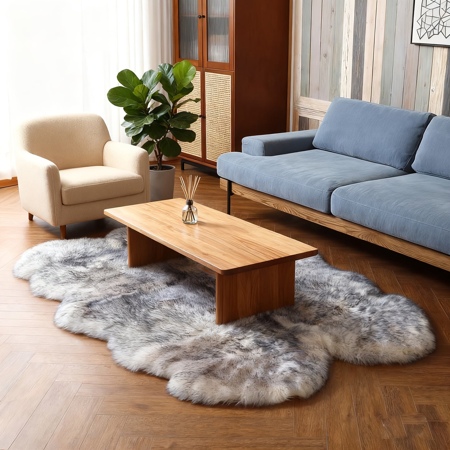 Faux Sheepskin Rug Fluffy Washable Living Room Decor