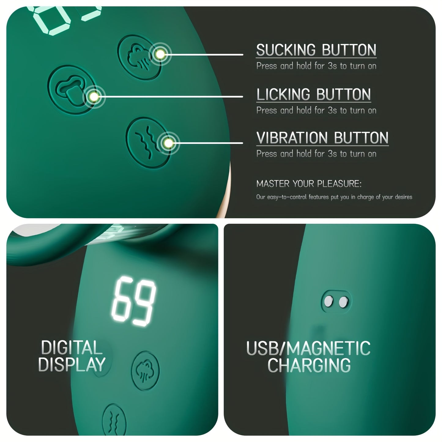 GENYEAN Sucking Tongue Vibrator With 9 Modes G Spot Clitoral
