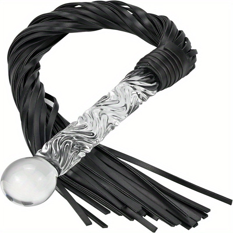 Leather Whip with Pleasure Wand & Tip - for SM/ Anal Sex/ Masturbation