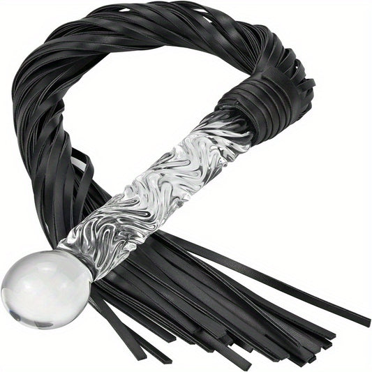 Leather Whip with Pleasure Wand & Tip - for SM/ Anal Sex/ Masturbation