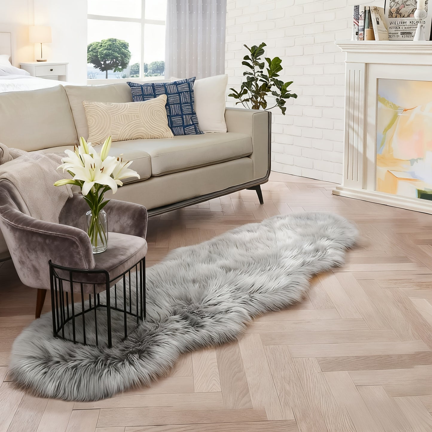 Furies Faux Fur Area Rug Fluffy Plush Irregular Sheepskin Carpet