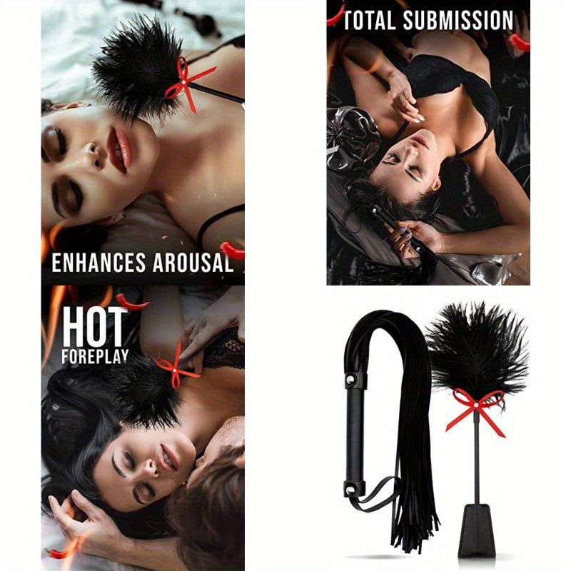 SM Set BDSM French Tickler Adult Set Flogger Stimulation Sex Whip Sex Paddle Feather Tickler Set for Couples BDSM Starter Kit Fetish Toys, Sex Toys for Couples, Intimate, Sleek Design, Highquality Materials, Sensual Play, Cou