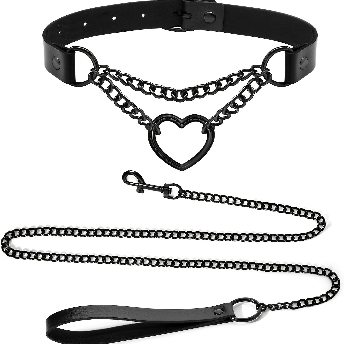 Two Piece Leather Choker Necklace Set For Women Gothic Jewelry
