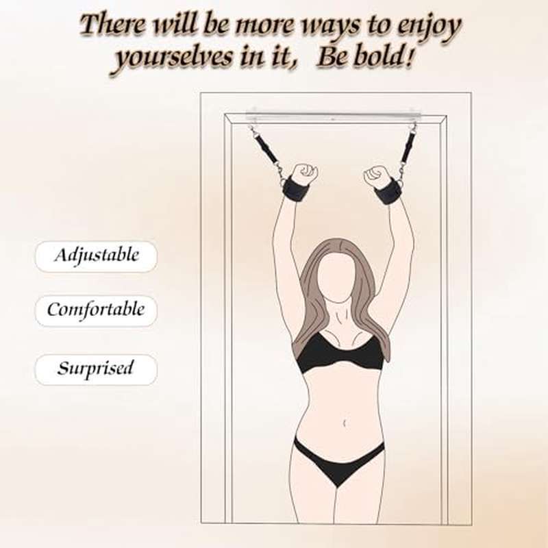 Restraints Bondage Spreader Bar Kit With Detachable Adjustable Feather Handcuffs