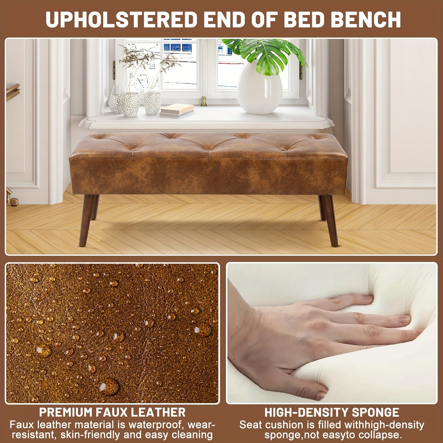 FURNIMART PU Bench With Padded Surface For Safe Home Use