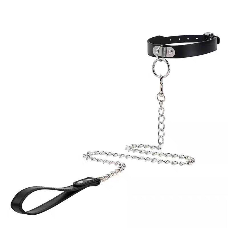 Men's Gothic Leatherlike Punk Collar With Detachable Chain Links