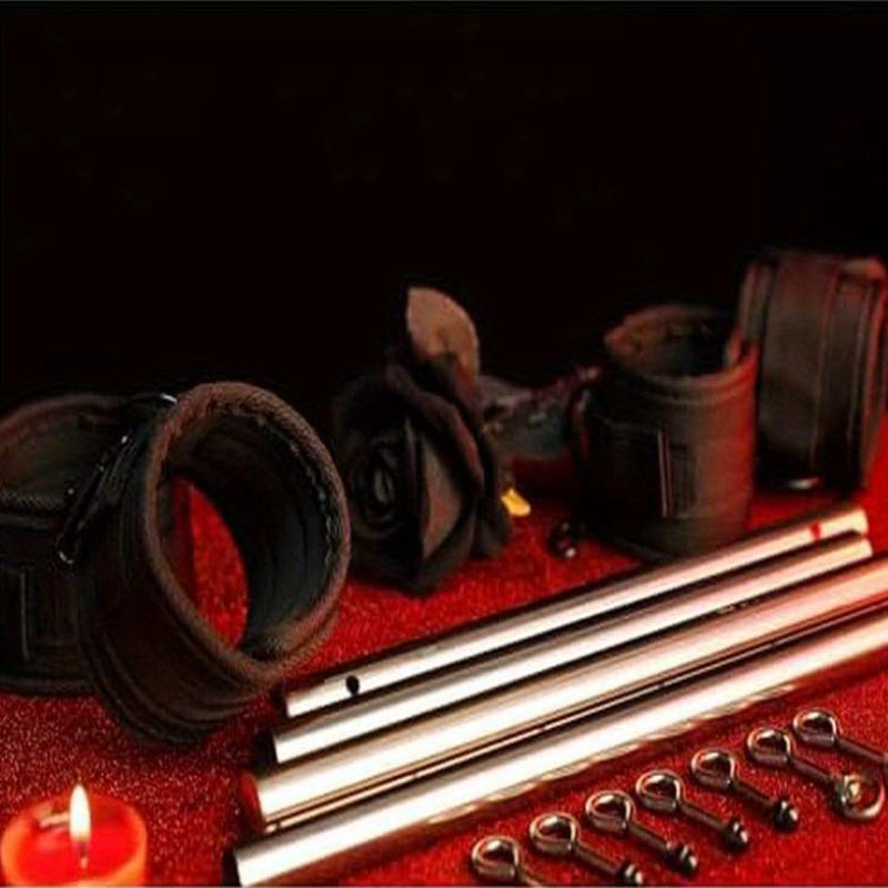 Restraints Bondage Spreader Bar Kit With Detachable Adjustable Feather Handcuffs
