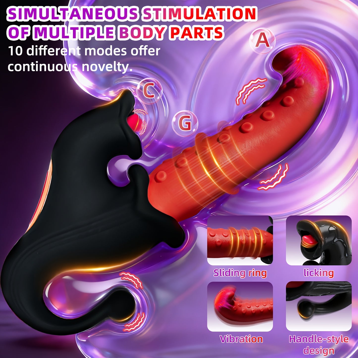 LSHE 3 In 1 Rabbit Vibrator Dildo Silicone USB Rechargeable