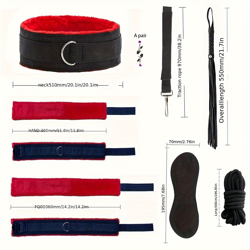 23pcs Bondage Sex Kit ForCouples-Beginners BDSMSet with Vibrators, Lingerie.Handcuffs, Whip, Blindfold & More