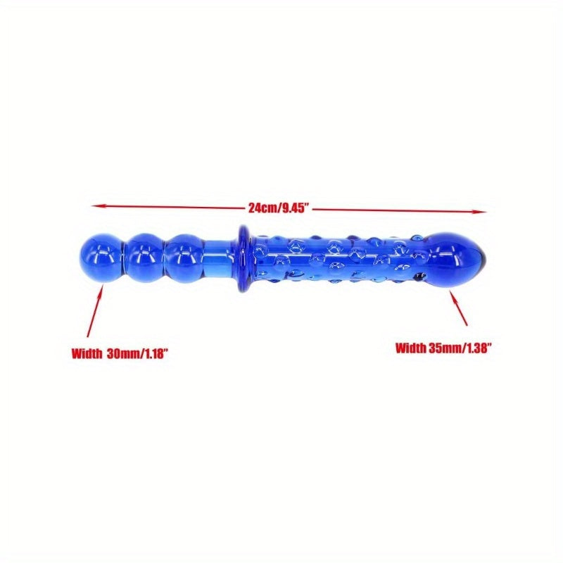 Double Ended Glass Dildo 9 Inch With Beads Textured Surface