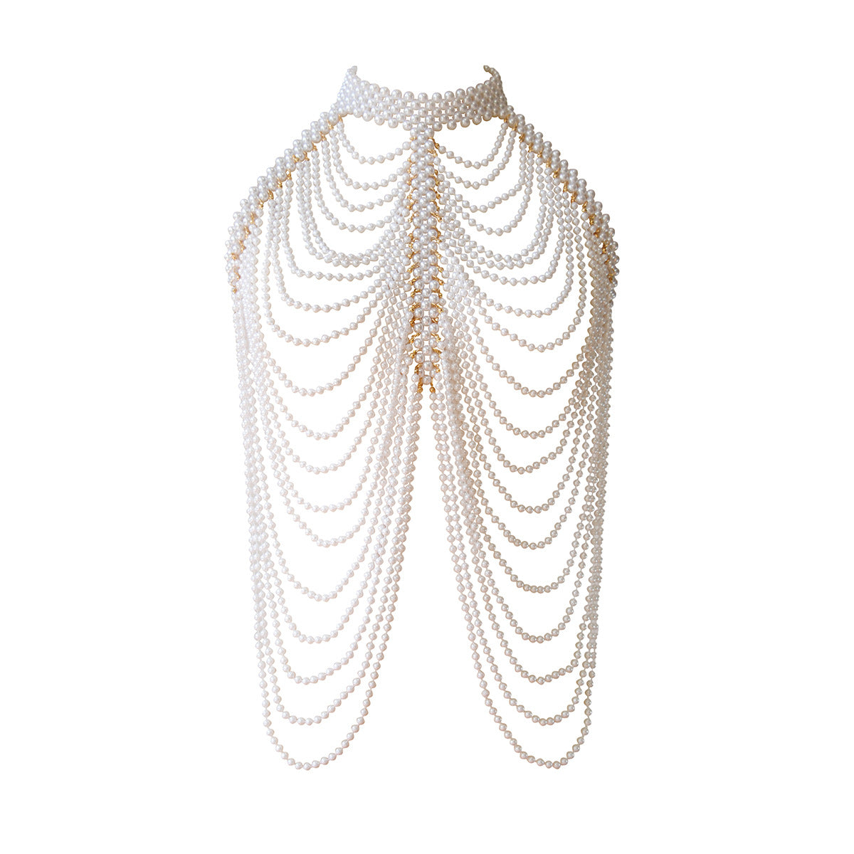Pearl Like Chest Chain Multi Layer Body Chain For Women
