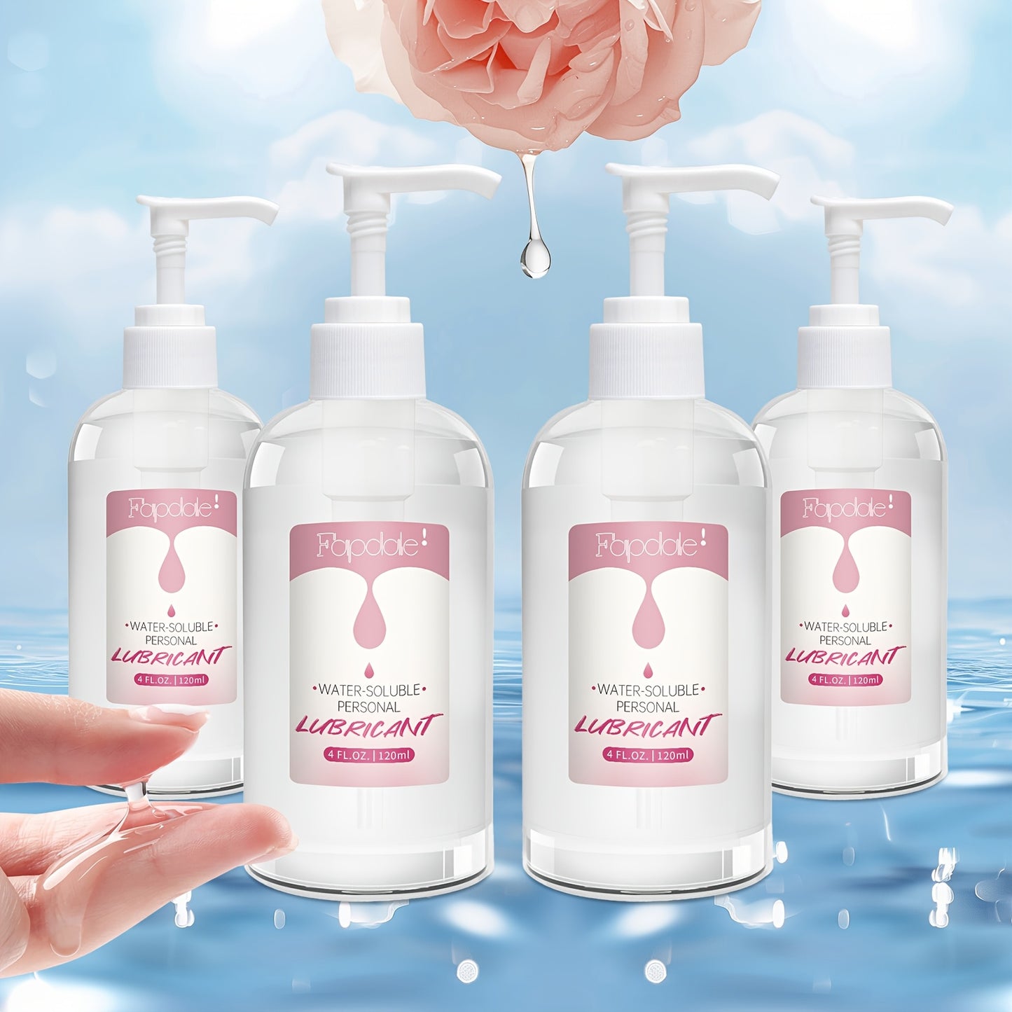 FAPDALE Water Based Lubricant 4 Pack With Pump Head For Couples