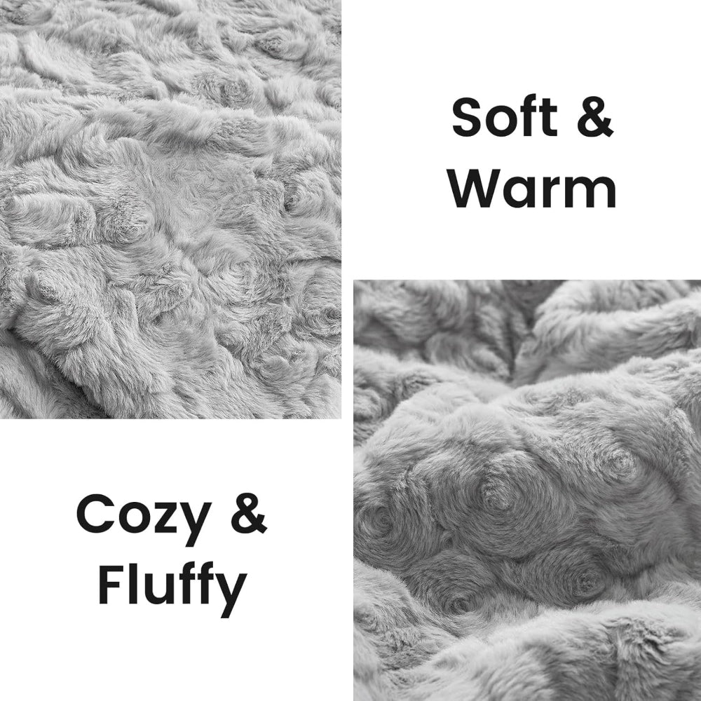Cozy Bliss Reversible Faux Fur Throw Blanket For Couch
