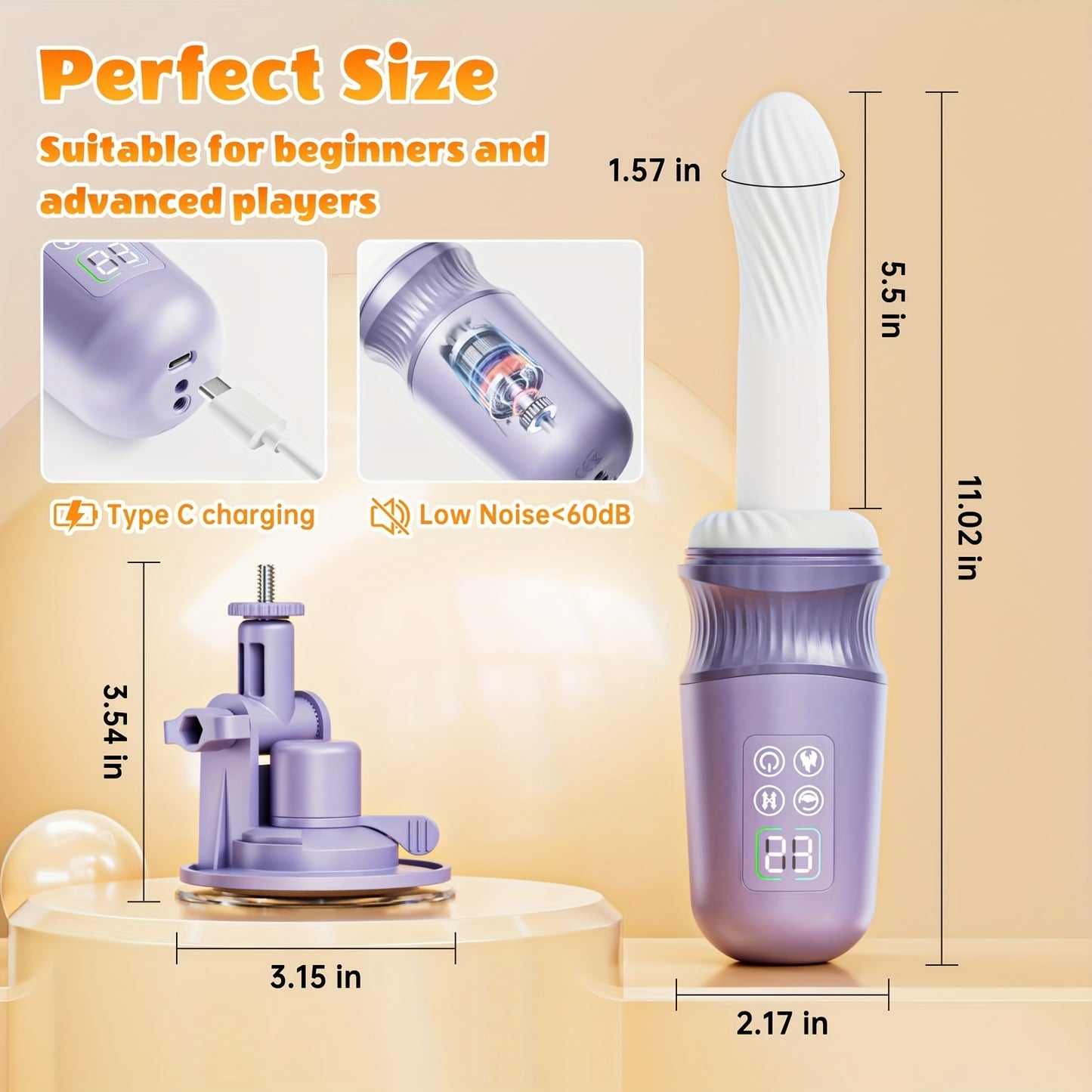 Handsfree Sex Machine Dildo With 7 Modes Vibrator Heating G Spot Anal