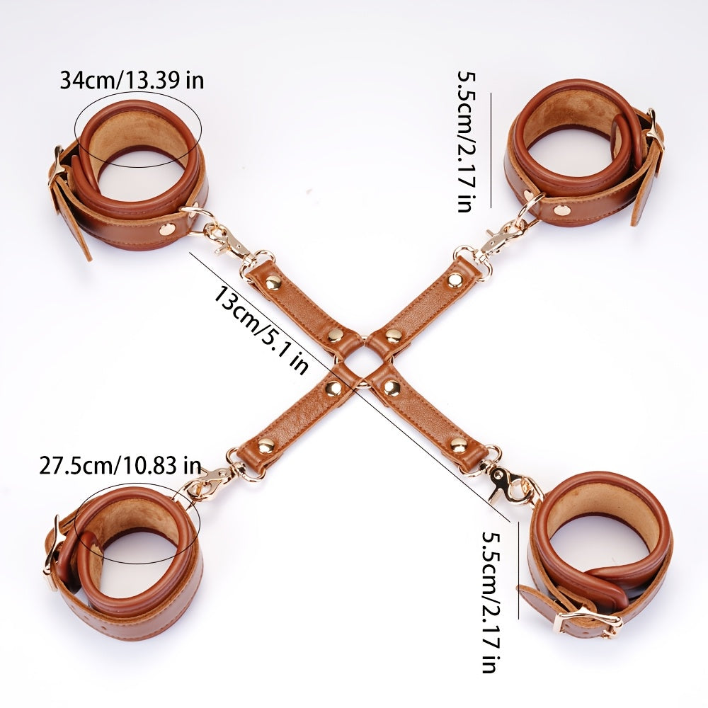 Premium Props Leather 9pc Bondage Kit Set For Couples BDSM