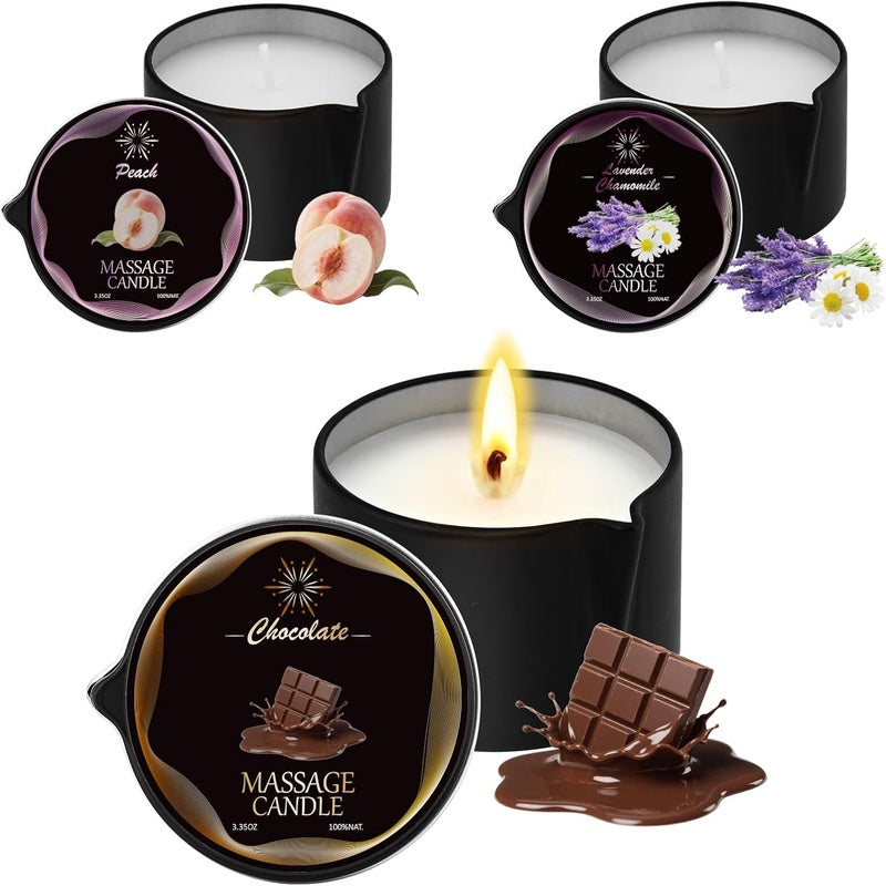 Low Temp Massage Lotion Candle Set Trio With Jojoba Butter