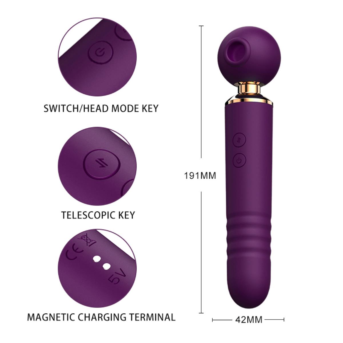 Rechargeable G-Spot Wand Vibrator Massager For Women 3 In 1 Silicone