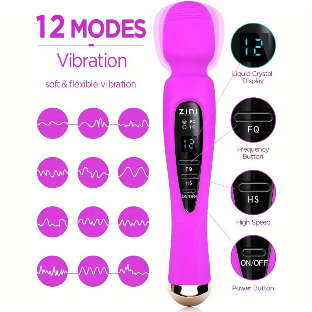 Quiet Massager 12 Speed Cordless Wand Massager USB Magnetic Charger