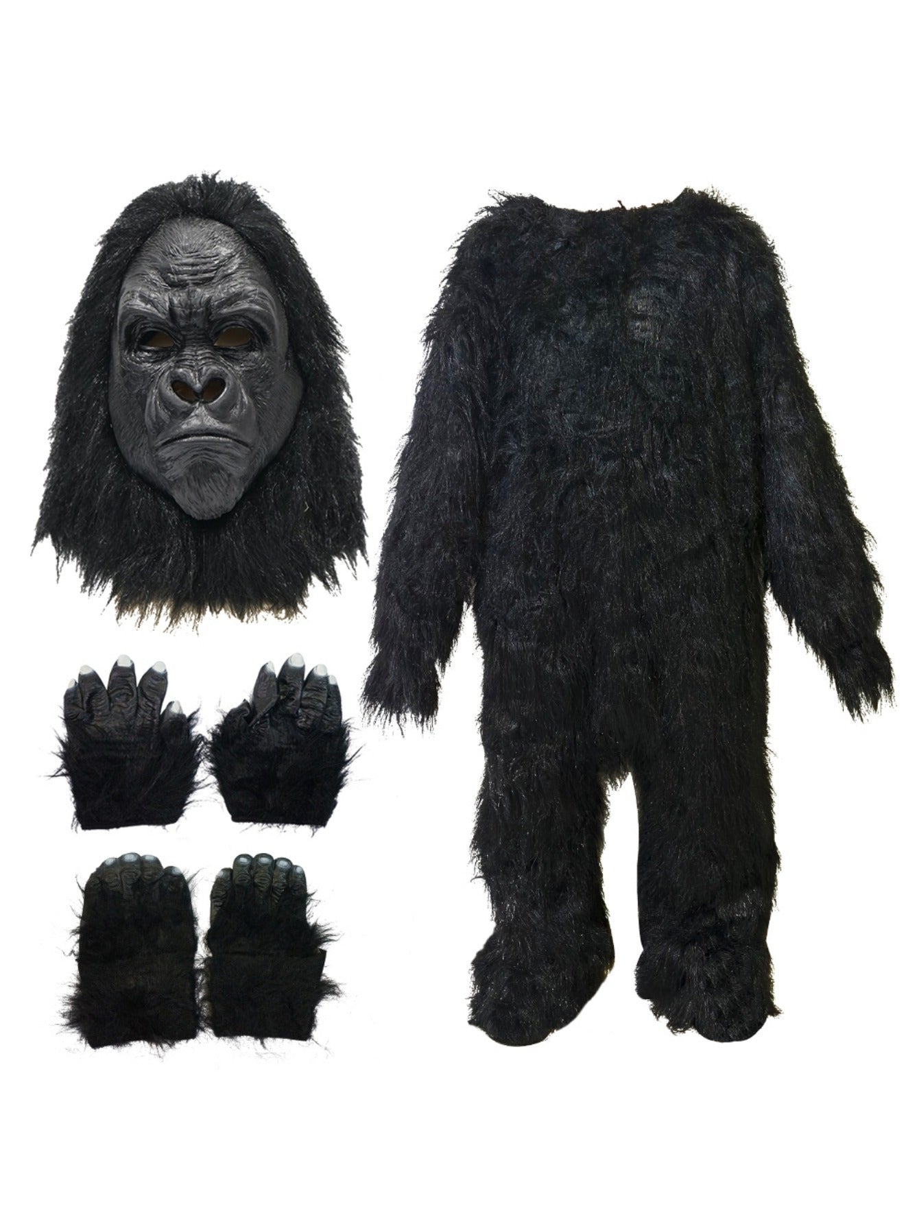 Mens Realistic Ferocious Gorilla Halloween Costume With Mask Gloves Footwear