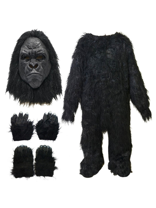 Mens Realistic Ferocious Gorilla Halloween Costume With Mask Gloves Footwear