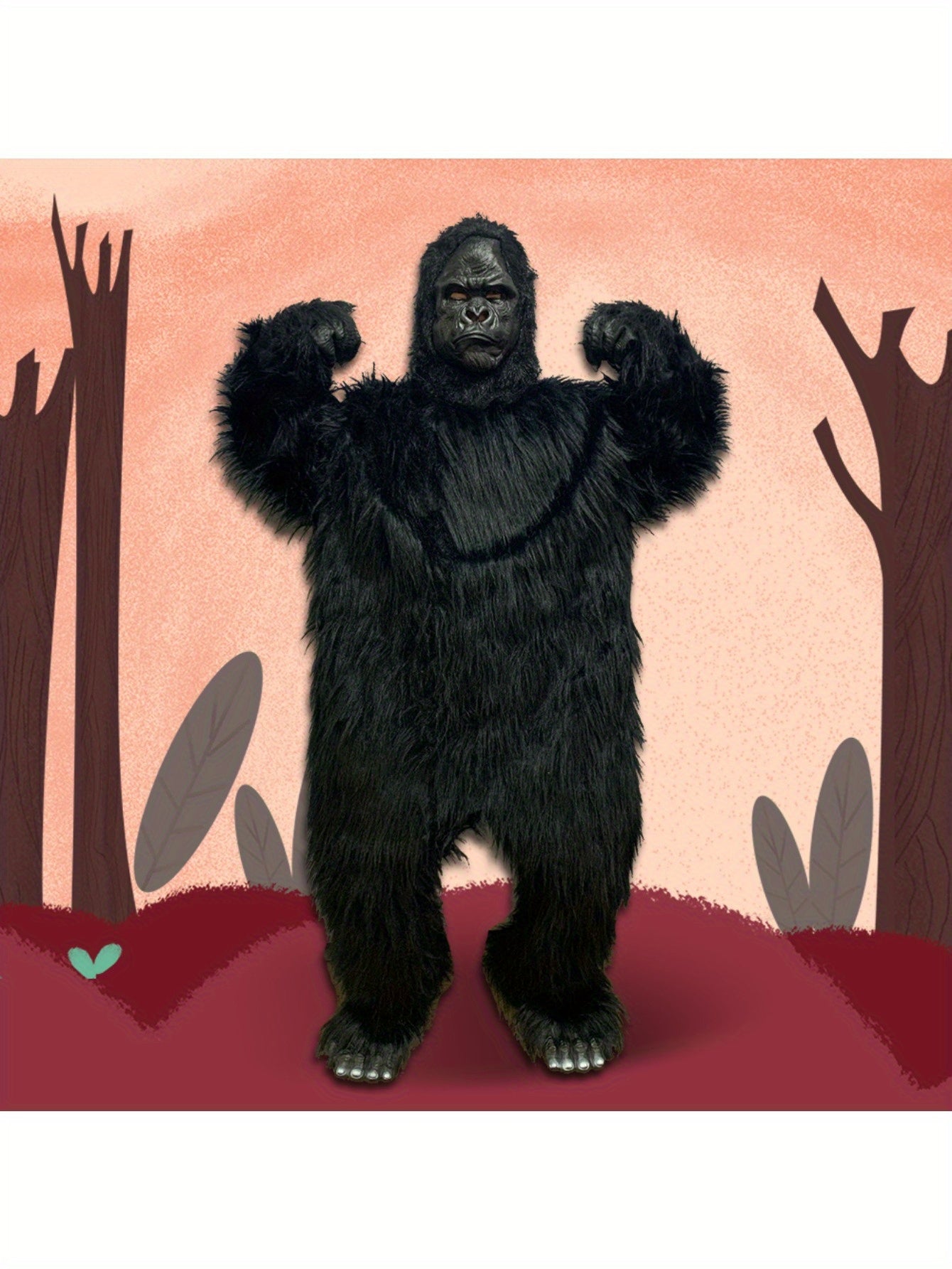 Mens Realistic Ferocious Gorilla Halloween Costume With Mask Gloves Footwear