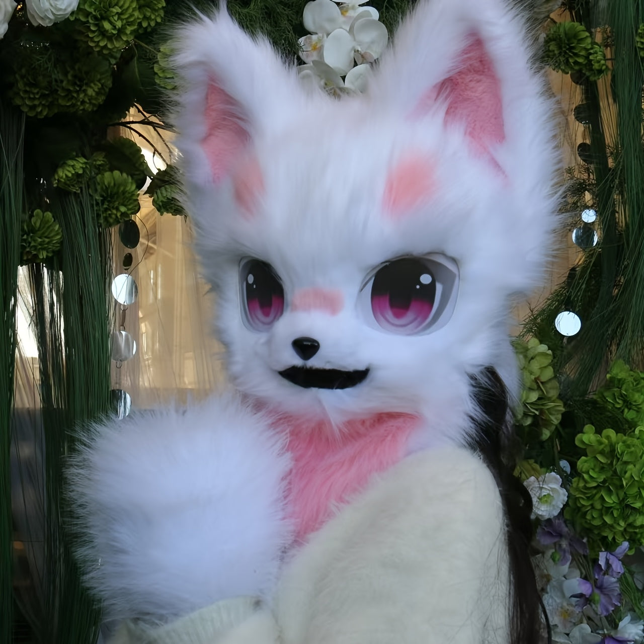 Furry Cat Head Mask Fursuit For Halloween Cosplay Costume Prop