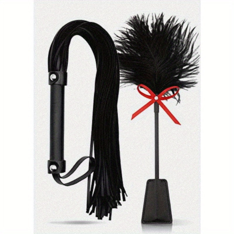 SM Set BDSM French Tickler Adult Set Flogger Stimulation Sex Whip Sex Paddle Feather Tickler Set for Couples BDSM Starter Kit Fetish Toys, Sex Toys for Couples, Intimate, Sleek Design, Highquality Materials, Sensual Play, Cou