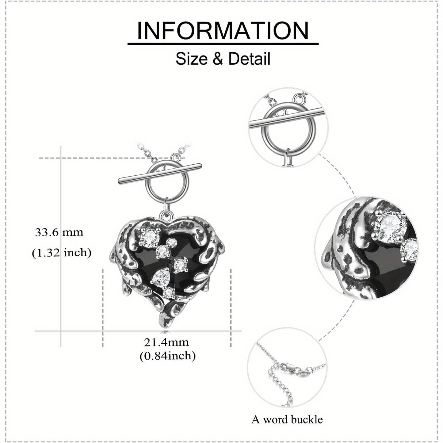 YFN Gothic Steampunk Heart Choker Necklace 925 Sterling Silver