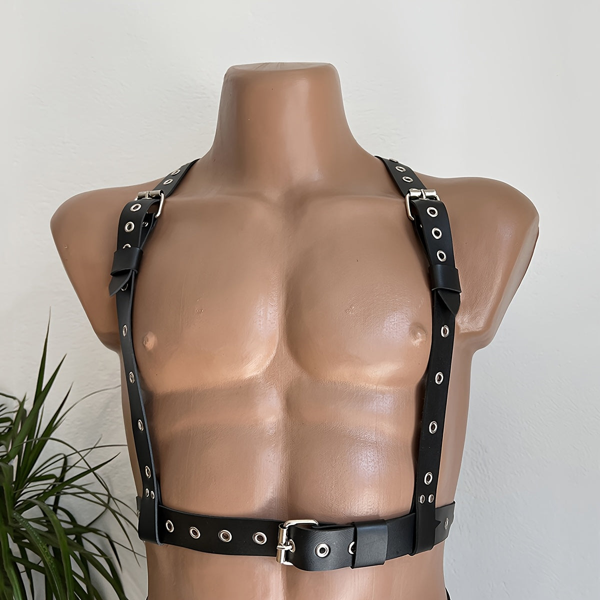 Men's Gothic Waist Cincher Harness With Leg Straps Y2K Style