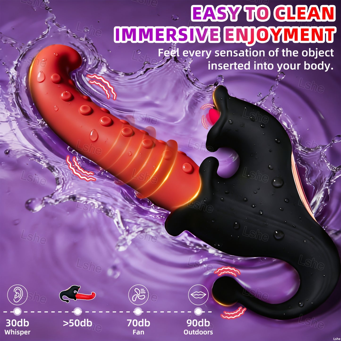 LSHE 3 In 1 Rabbit Vibrator Dildo Silicone USB Rechargeable