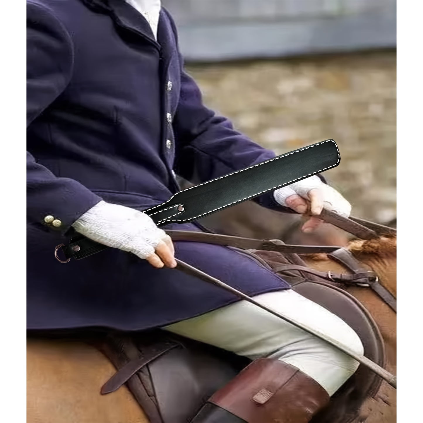 Horse Training Crop With Stainless Steel Handle Faux Leather Paddle