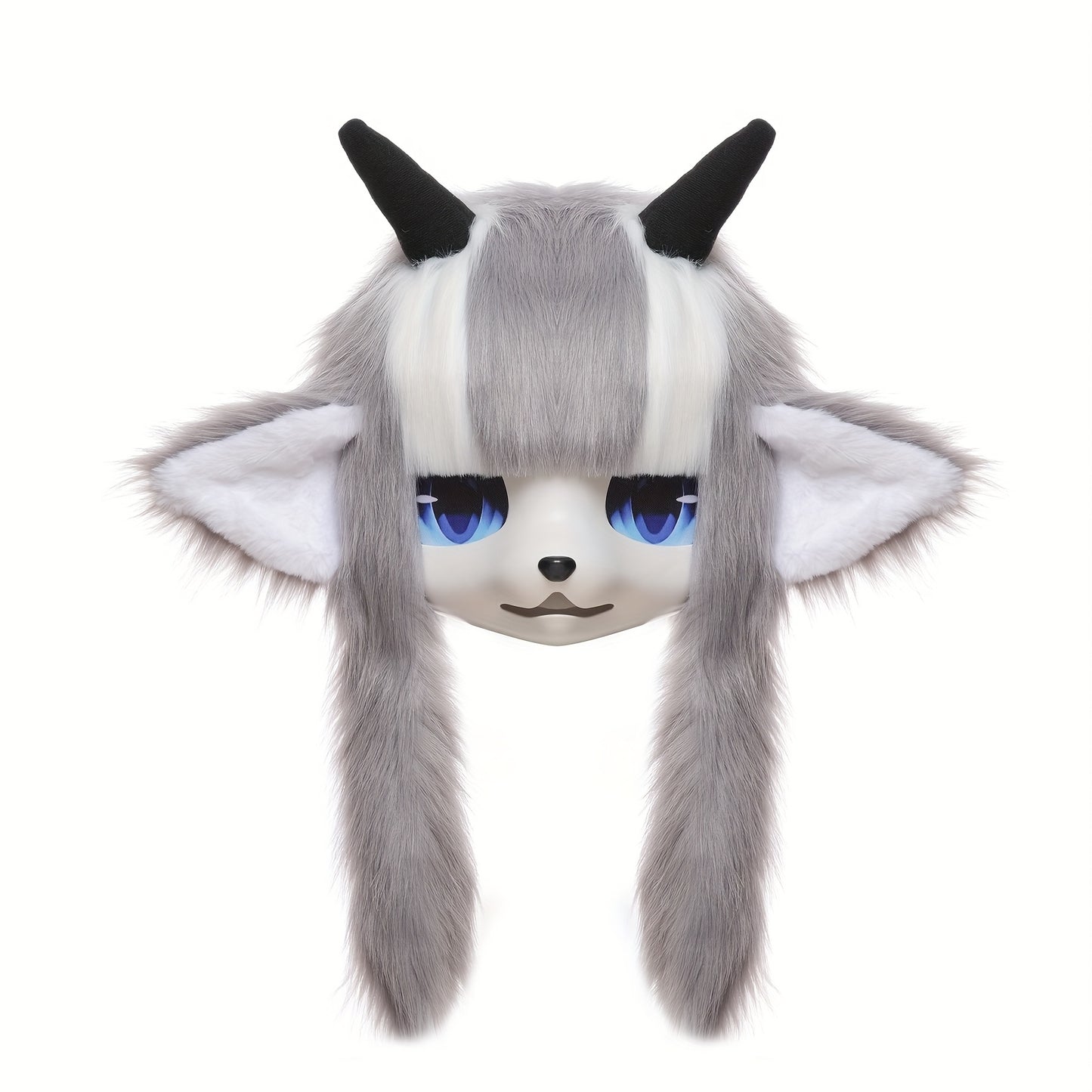 SERENEWINTER Handmade Furry Horn Mask And Beast Costume For Cosplay