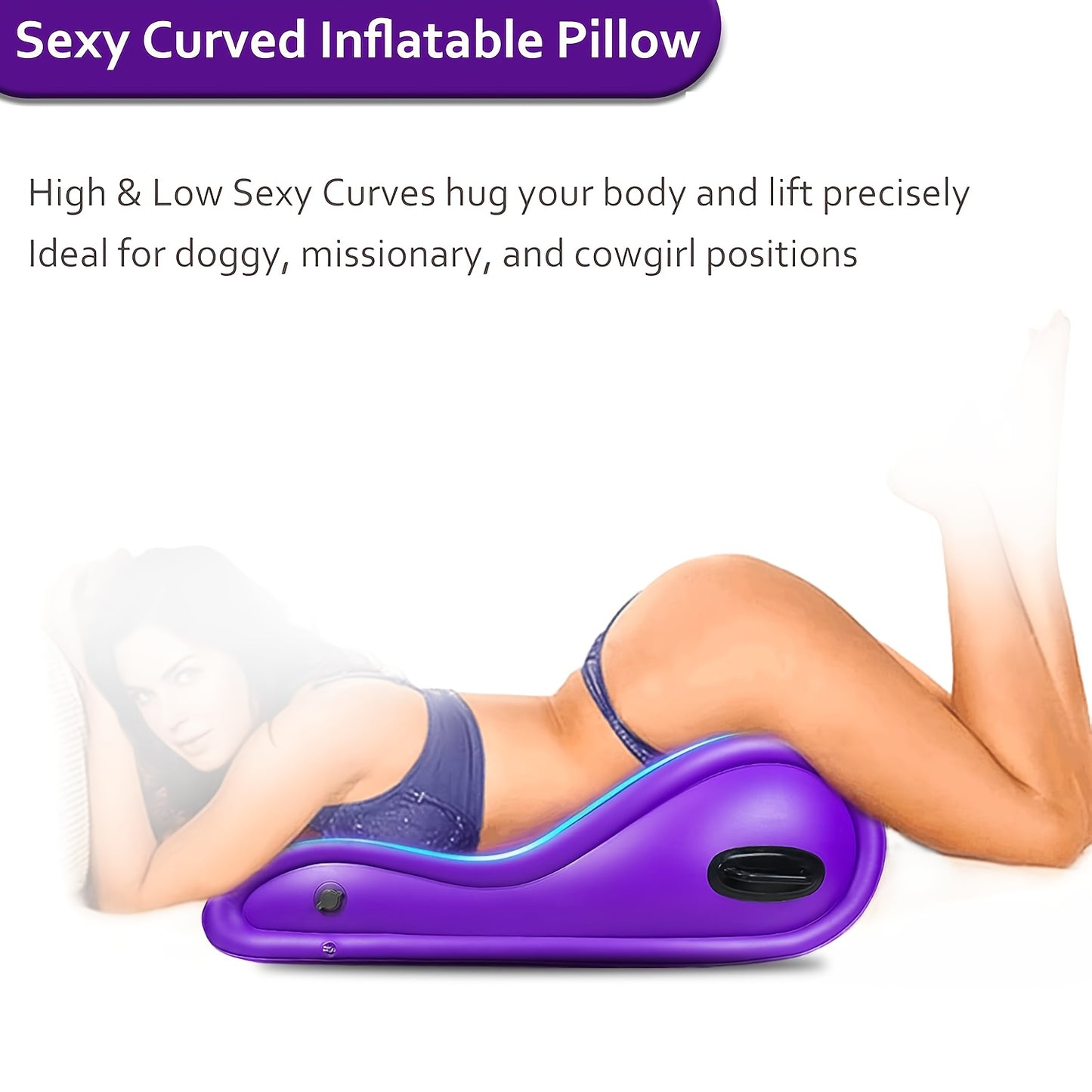 Curved Sex Pillow, Sex Toy Sex Furniture Inflatable, Velvety Sex Cushion Sex Position Pillow, Sex Toys for Couples Comfort, Deeper Penetration Couples Sex Toys Purple Pillow for Bedroom