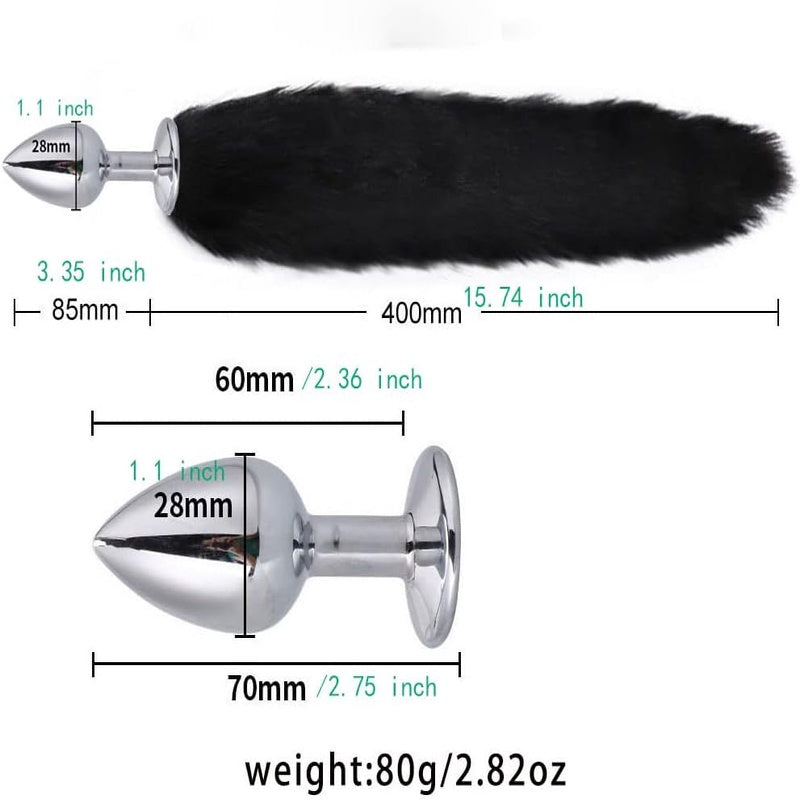 Plush Cat Ear Headband Set With Tail Anal Plug And Nipple Clamps
