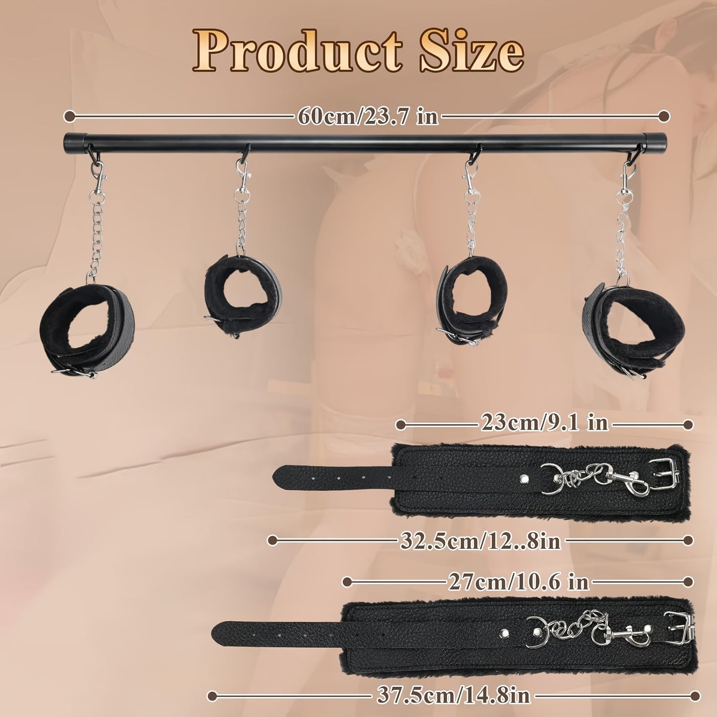 [BDSM Bondage Set] BDSM Bondage Set for Couples | Adjustable and Detachable Spreadther Bar Sex Toys with Handcuffs & Ankle Cuffs - Sex Furniture Restraints for Adults SM Games Sex Play