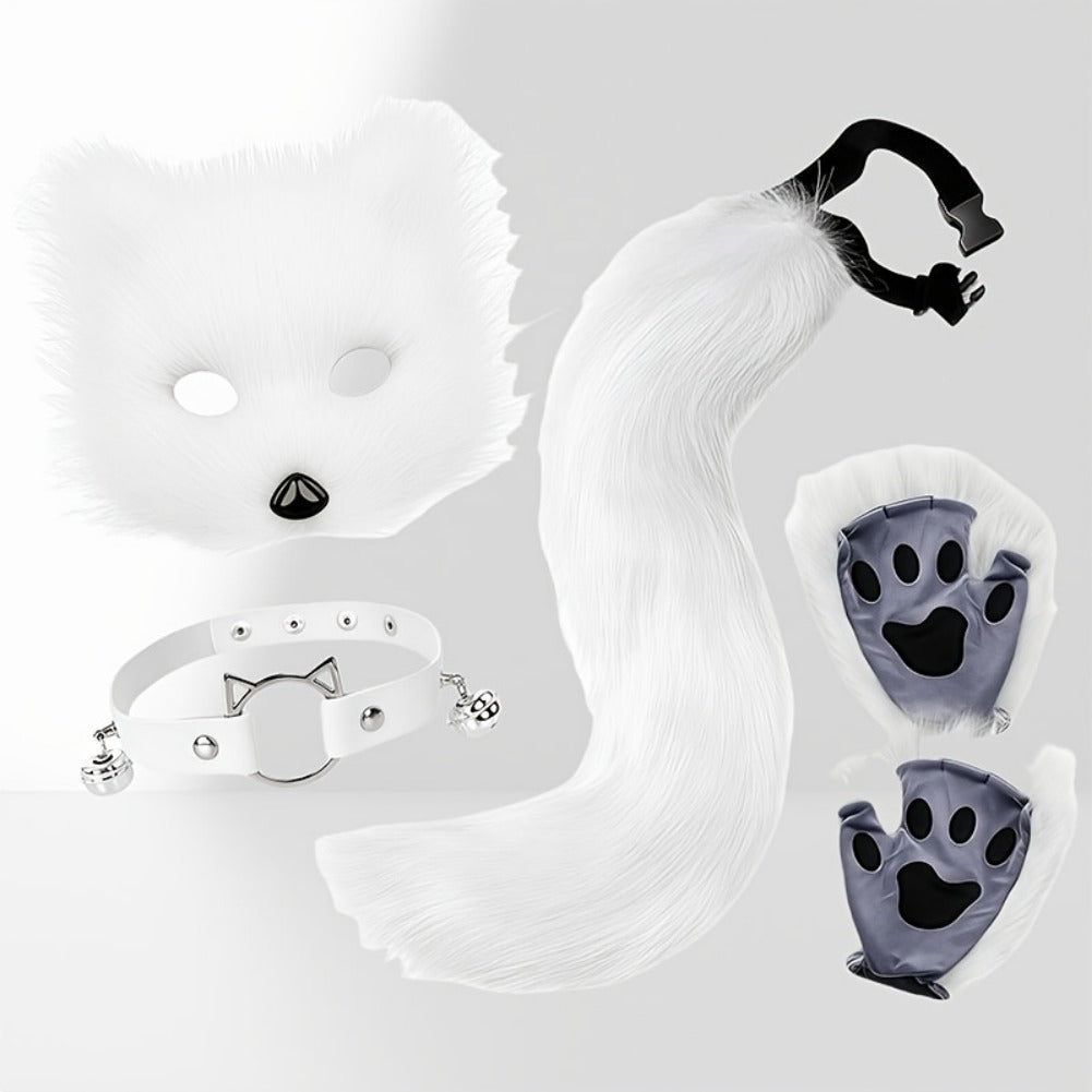 Complete Fox Costume Set With Realistic Mask And Plush Tail