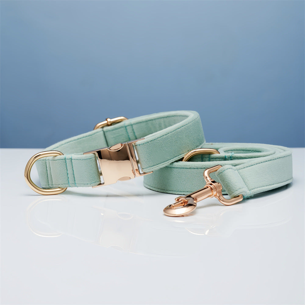 Rose Golden Hardware Luxury Pet Collar And Leash Set Polyester