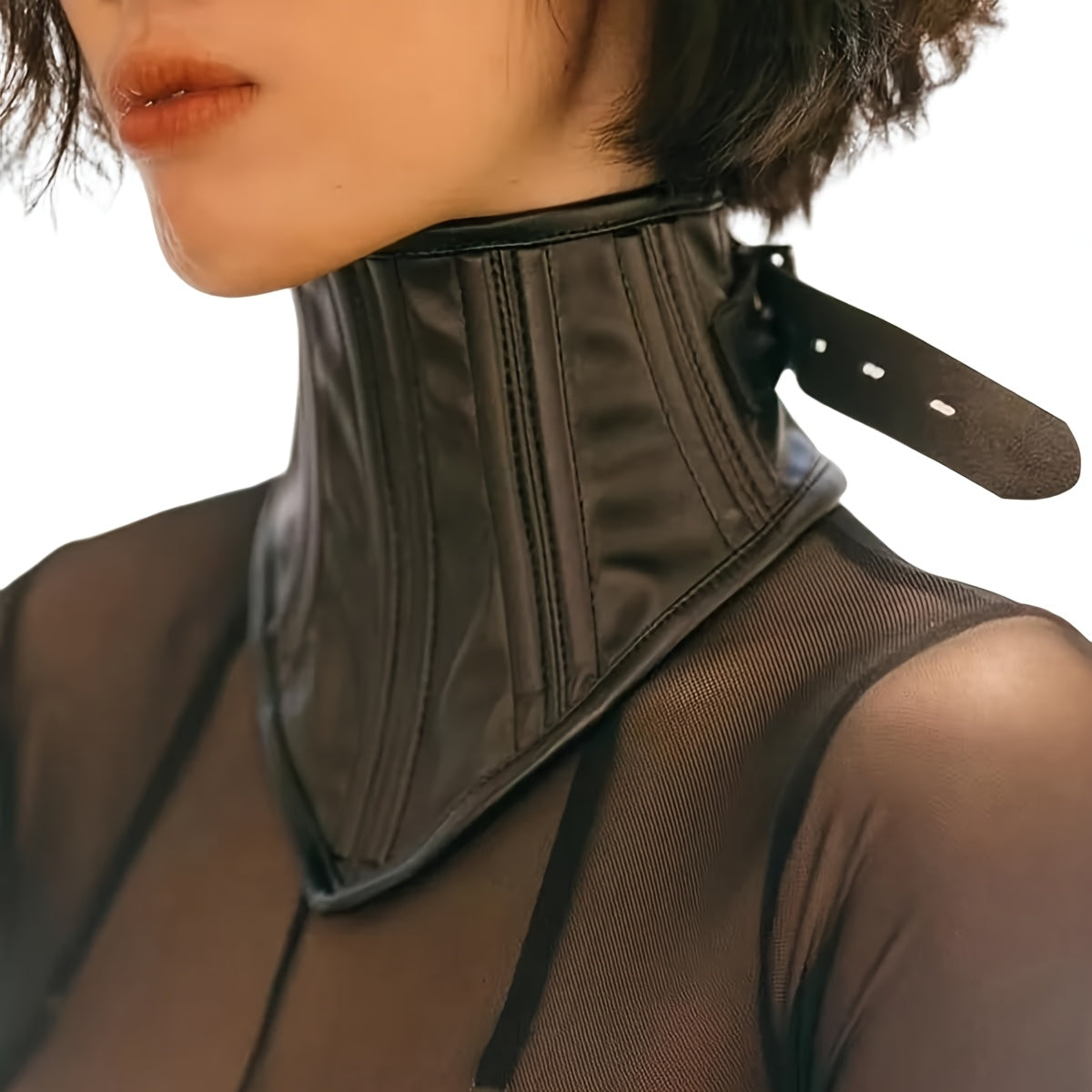 Gothic Elegance PU Leather Collar Necklace for Steampunk Cosplay