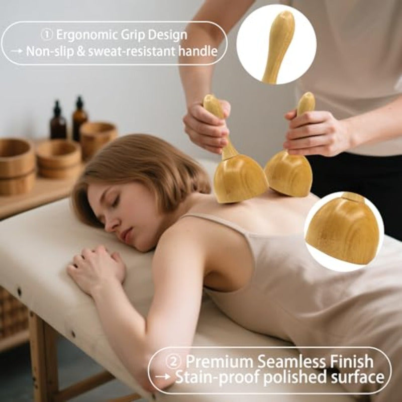Six in One Wooden Massage Tool Set with Interchangeable Heads for Body Contouring