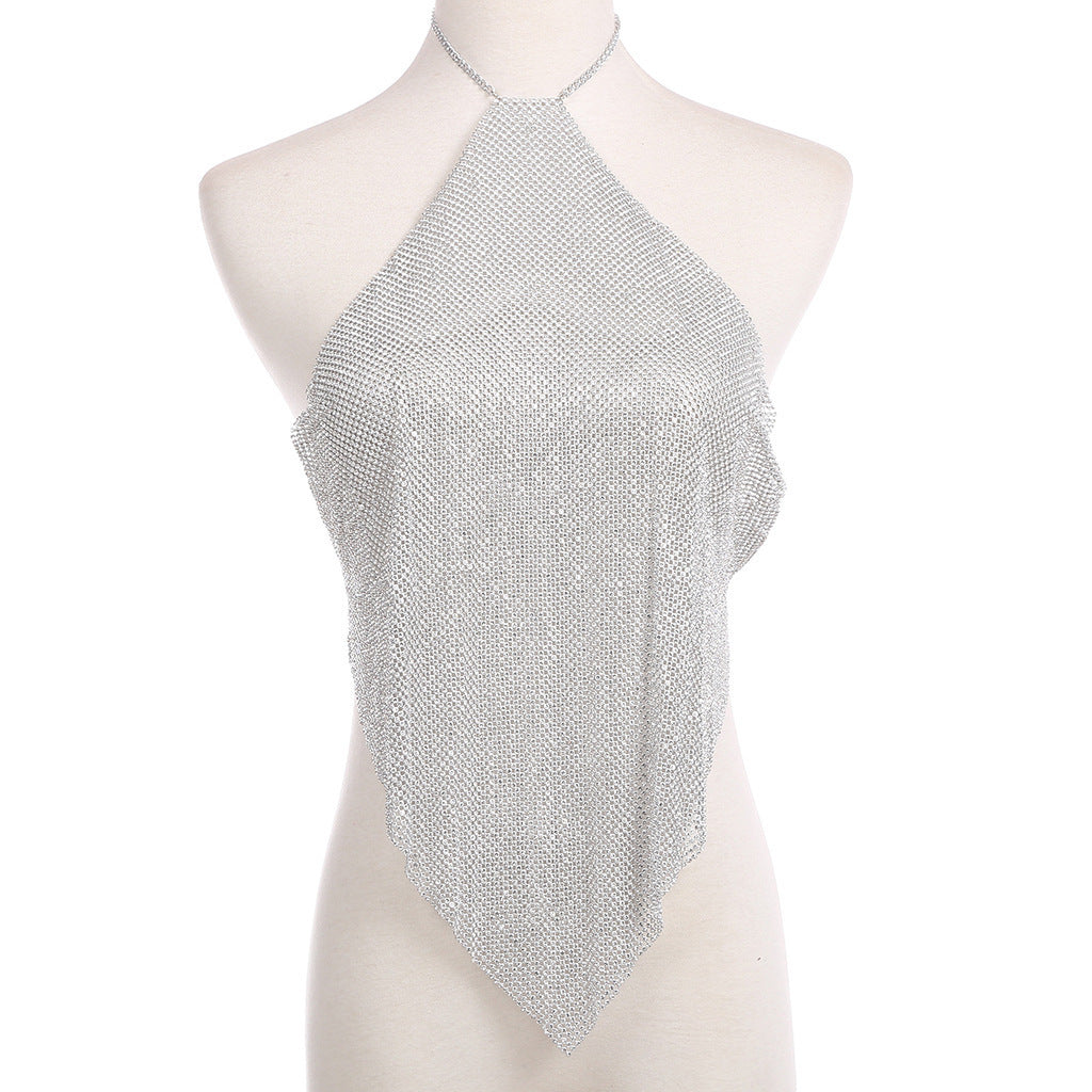Elegant Diamond Chest Ornament Necklace And Body Chain Set
