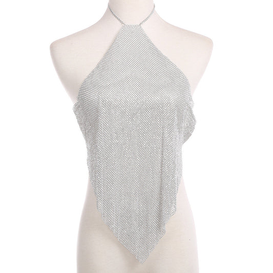 Elegant Diamond Chest Ornament Necklace And Body Chain Set