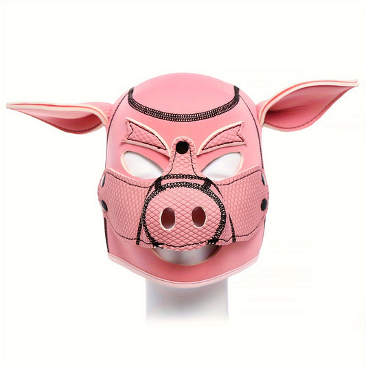 Rubber Pig Hood BDSM Mask for Adult Cosplay and Bondage