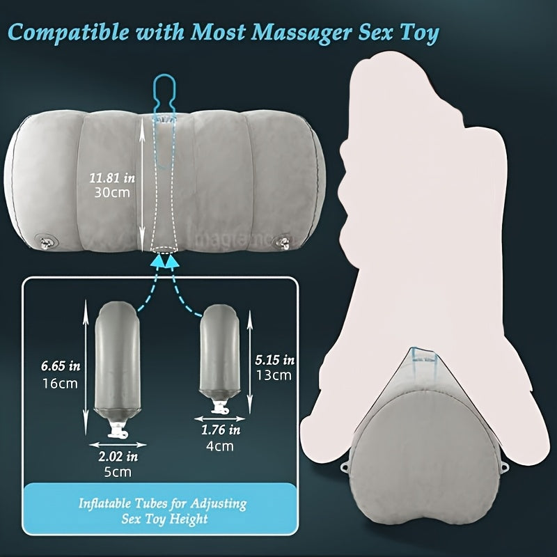 [Heart Shaped Sex Pillow] Inflatable Heart Shaped Sex Pillow - Couples Sex Toys, Dildo Mount, Upsize Wedge With Bondage Cuffs, Cross Strap, Clamps BDSM Kit For Women Men And Couples